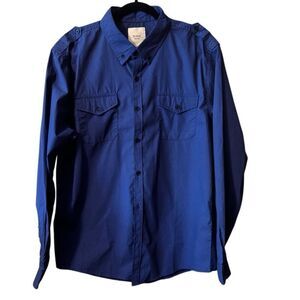 Six Lincoln- Men’s Blue‎ Patterned Long Sleeve Button Up Pockets 100% Cotton, XL